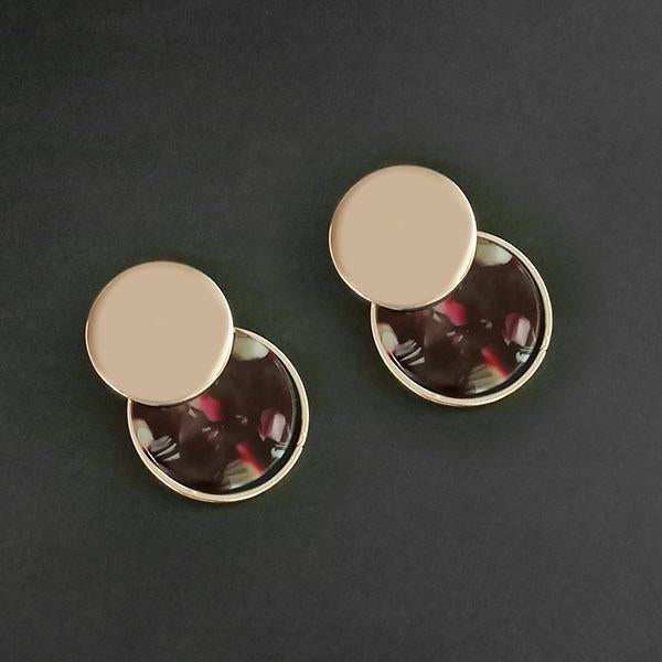 Urthn Brown Acrylic Dangler Earrings - 1314007B