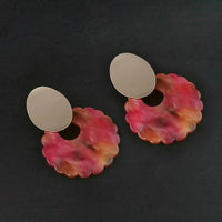 Urthn Pink Acrylic Dangler Earrings - 1314009B