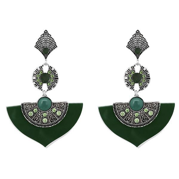 Urthn Green Austrian Stone Dangler Earrings - 1314011E