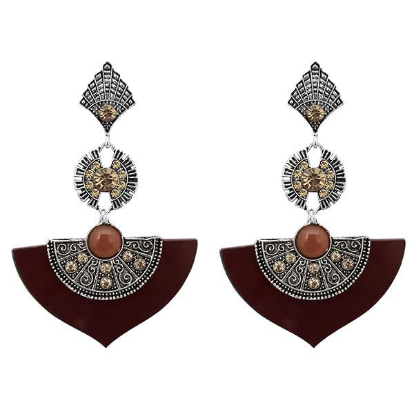 Urthn Brown Austrian Stone Dangler Earrings - 1314011F