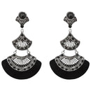 Urthn Black Austrian Stone Rhodium Plated Dangler Earrings - 1314012A