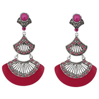 Urthn Pink Acrylic Rhodium Plated Dangler Earrings - 1314012D