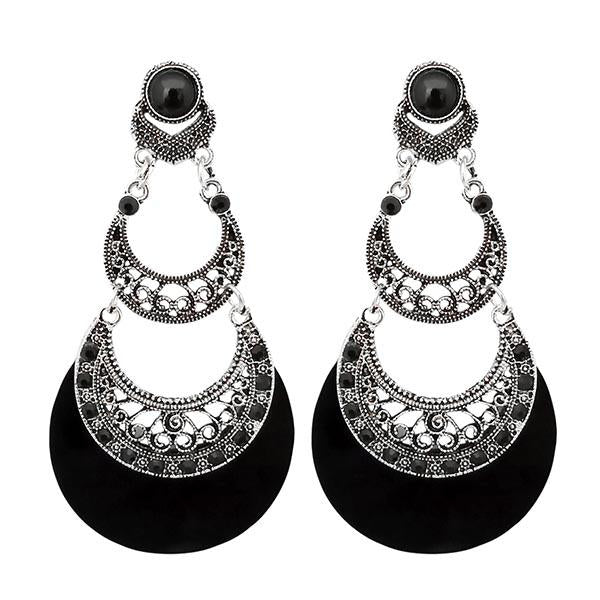 Urthn Black Stone Acrylic Dangler Earrings - 1314013B