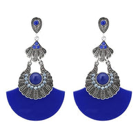Urthn Rhodium Plated Blue Acrylic Dangler Earrings - 1314014A