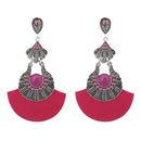 Urthn Pink Acrylic Rhodium Plated Dangler Earrings - 1314014C