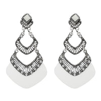 Urthn White Acrylic Stone Dangler Earrings - 1314016B