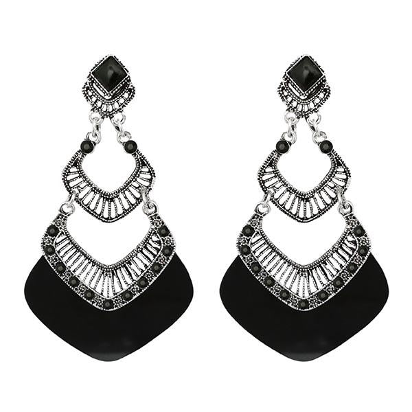 Urthn Black Acrylic Stone Dangler Earrings - 1314016F