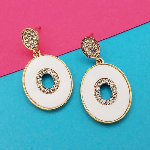 Kriaa Gold Plated Austrian Stone White Meenakari Earrings - 1314116A