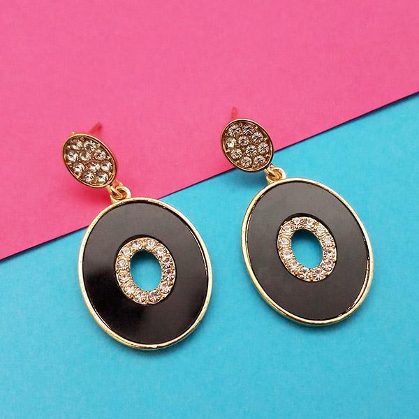 Kriaa Gold Plated Austrian Stone Black Meenakari Earrings - 1314116B