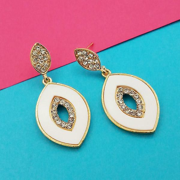 Kriaa Gold Plated Austrian Stone White Meenakari Earrings - 1314117A