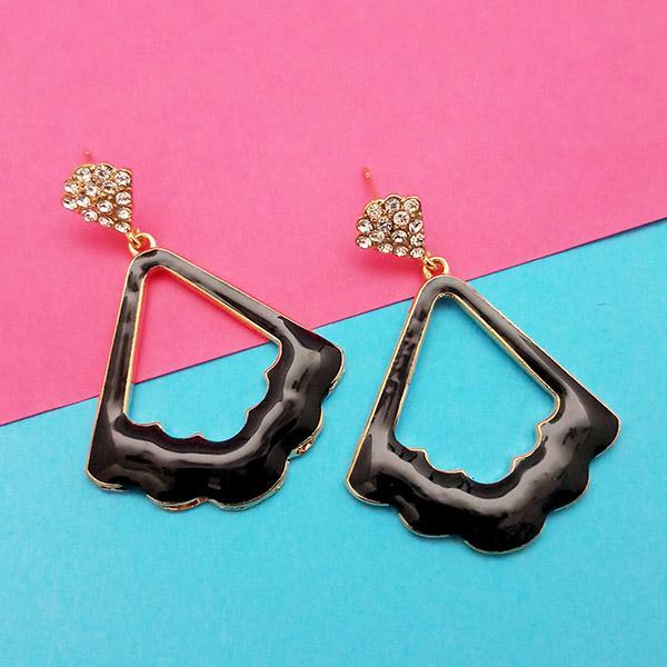 Kriaa Gold Plated Austrian Stone Black Meenakari Earrings - 1314118C