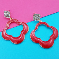 Kriaa Gold Plated Austrian Stone Red Meenakari Earrings - 1314119C