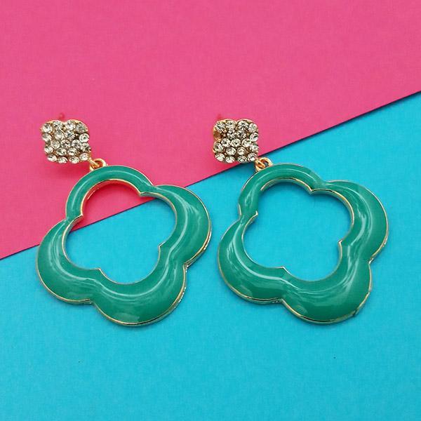 Kriaa Gold Plated Austrian Stone Green Meenakari Earrings - 1314119E