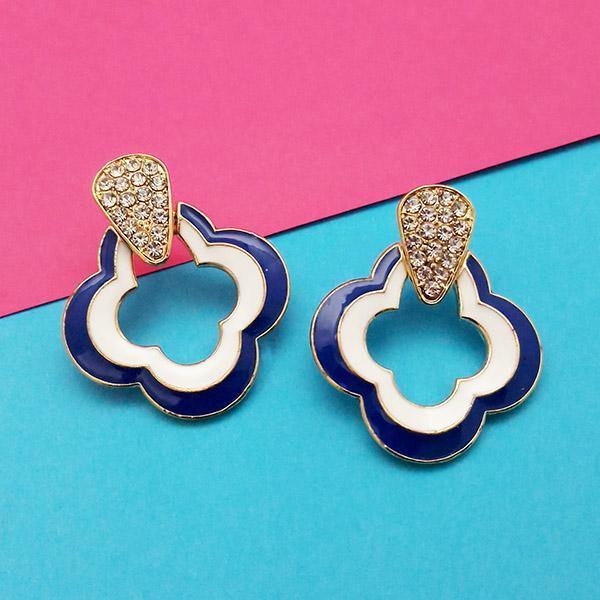 Kriaa Gold Plated Austrian Stone Blue Meenakari Earrings - 1314127E