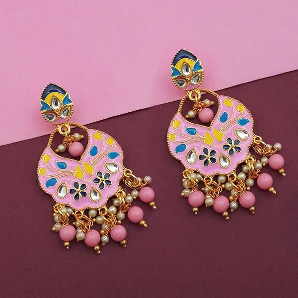 Kriaa Pink Meenakari Kundan Pack Of 6 Dangler Earrings - 1314203C