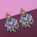 Kriaa Meenakari Kundan Gold Plated Dangler Earrings - 1314204A