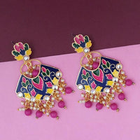 Kriaa Multicolor Meenakari Kundan Gold Plated Dangler Earrings - 1314204F