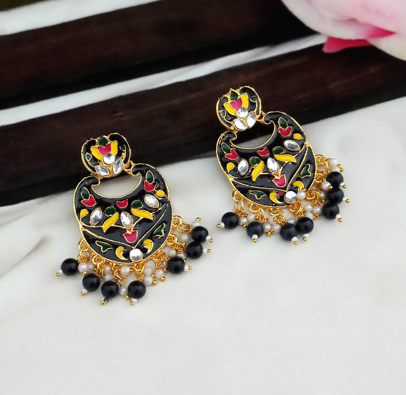 Amina Creation Gold Plated Meenakari Dangler Earrings