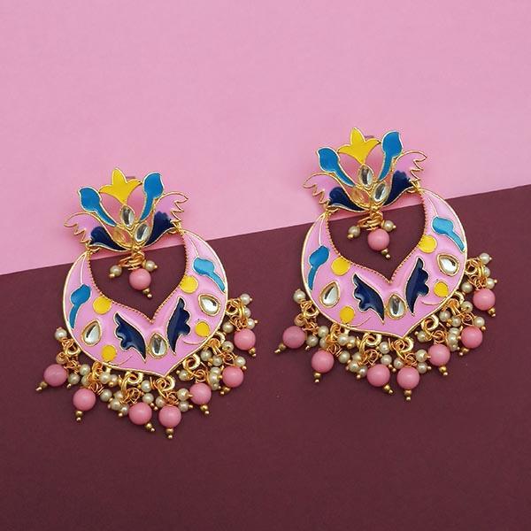 Kriaa Pink Meenakari And Beads Kundan Pack Of 6 Dangler Earrings - 1314208C