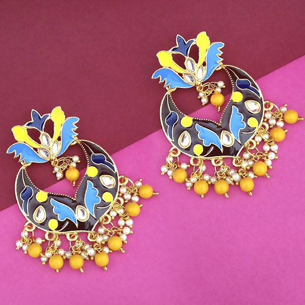 Kriaa Gold Plated Kundan Multi Meenakari Dangler Earrings - 1314208G