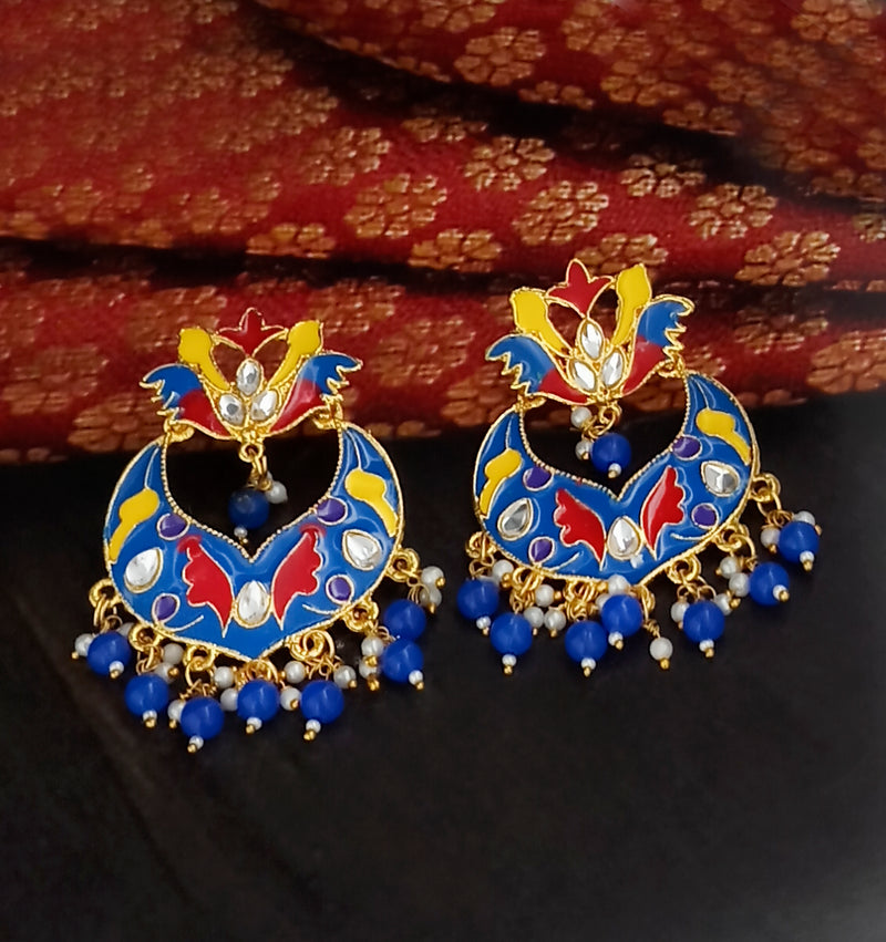 Amina Creation Gold Plated Meenakari Dangler Earrings