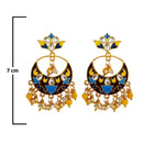 Kriaa Gold Plated Kundan Multi Meenakari Dangler Earrings