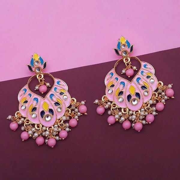 Kriaa Pink Meenakari And Beads Kundan Pack Of 6 Dangler Earrings - 1314218C