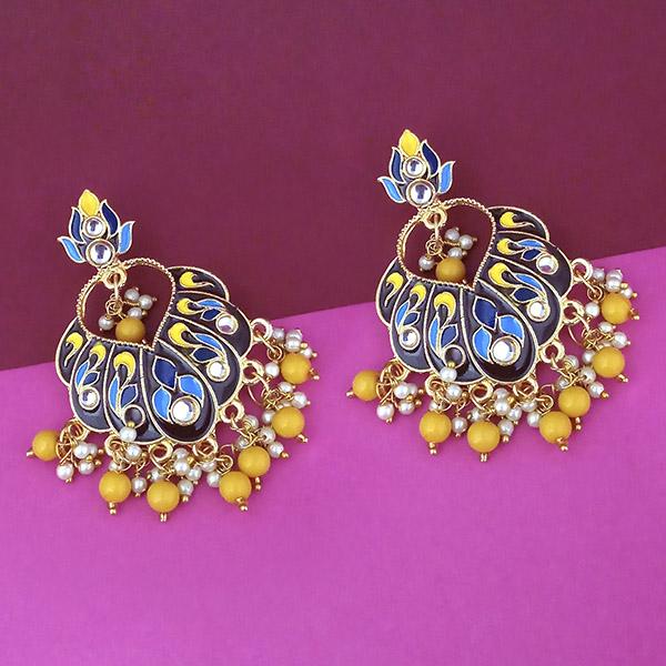 Kriaa Gold Plated Kundan Multi Meenakari Dangler Earrings - 1314218G