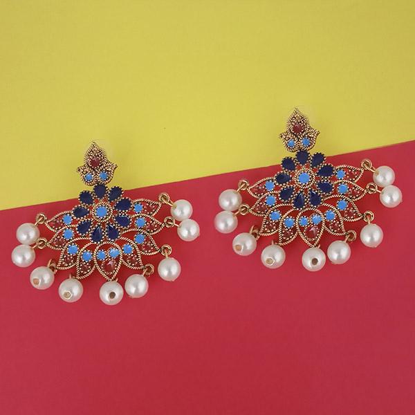 Kriaa Gold Plated Blue Meenakari Earrings - 1314219G