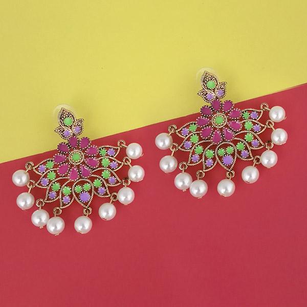 Kriaa Gold Plated Pink Meenakari Earrings - 1314219H