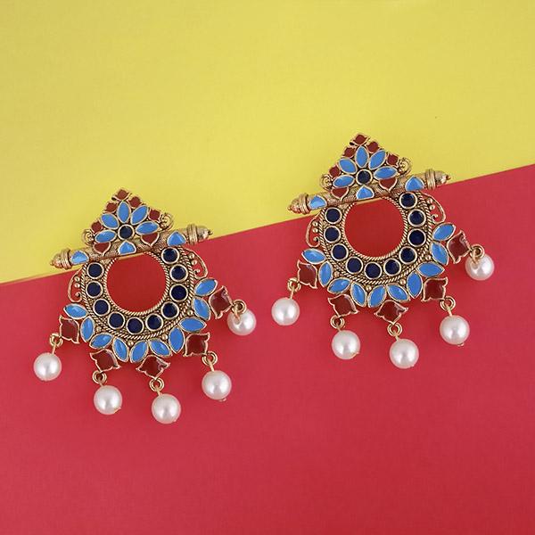 Kriaa Gold Plated Blue Meenakari Earrings - 1314221I