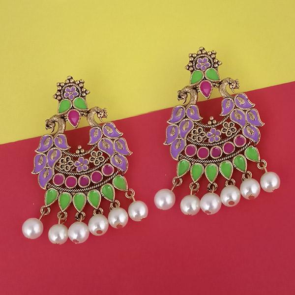 Kriaa Gold Plated Purple Meenakari Earrings - 1314222J