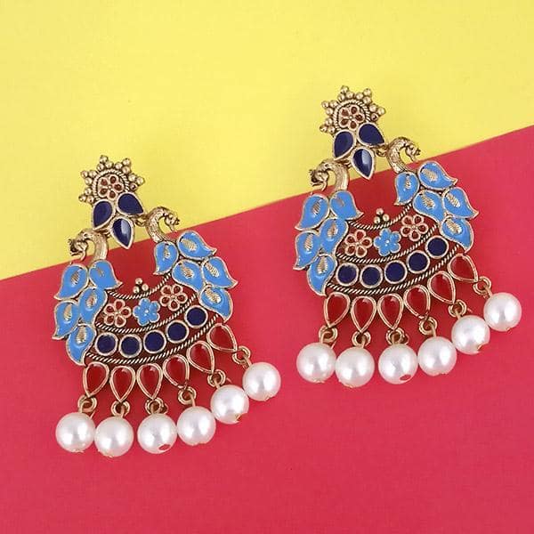 Kriaa Gold Plated Blue Meenakari Earrings - 1314222K