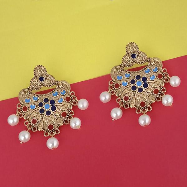 Kriaa Gold Plated Blue Meenakari Earrings - 1314223I