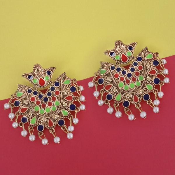 Kriaa Gold Plated Blue Meenakari Earrings - 1314224I