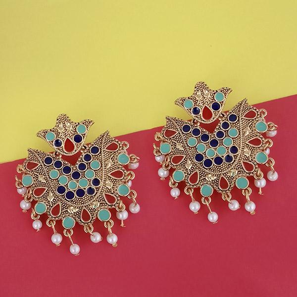 Kriaa Gold Plated Red Meenakari Earrings - 1314224L