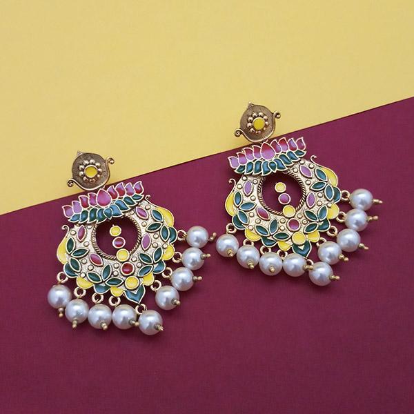 Kriaa Multi Meenakari And Pearl Dangler Earrings - 1314225D