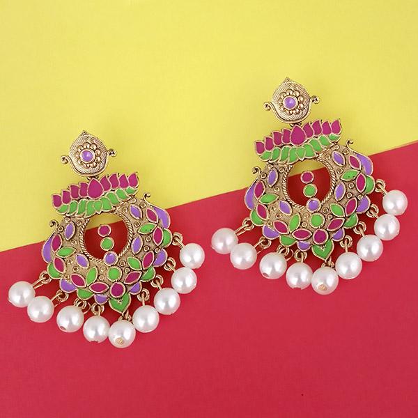 Kriaa Gold Plated Pink Meenakari Earrings - 1314225H