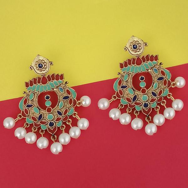 Kriaa Gold Plated Red Meenakari Earrings - 1314225I