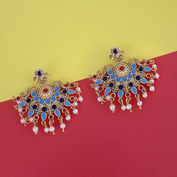 Kriaa Gold Plated Blue Meenakari Earrings - 1314226H