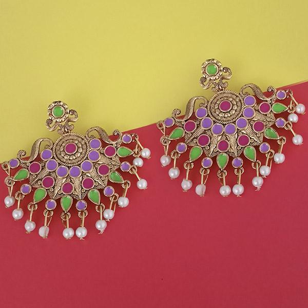 Kriaa Gold Plated Purple Meenakari Earrings - 1314226J