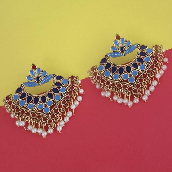 Kriaa Gold Plated Blue Meenakari Earrings - 1314227H
