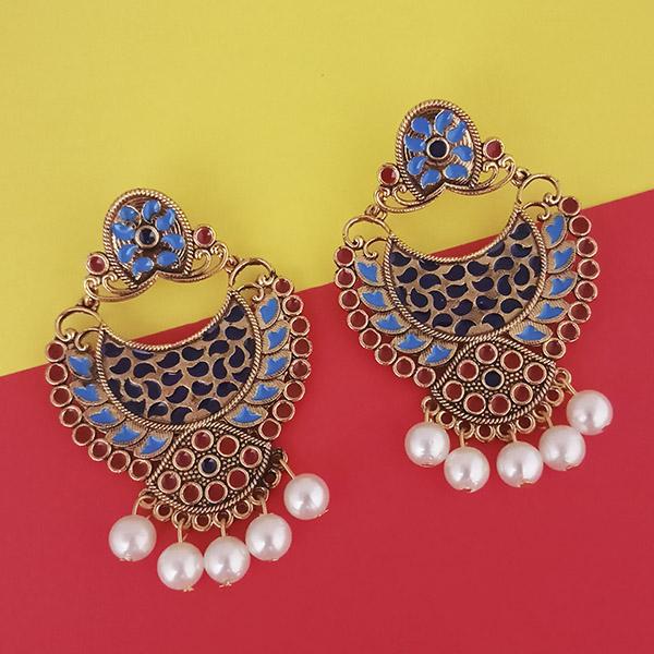 Kriaa Gold Plated Blue Meenakari Earrings - 1314228I