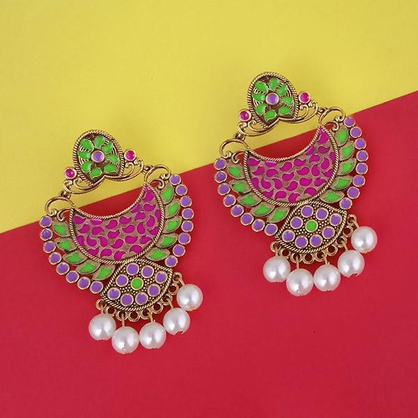 Kriaa Gold Plated Pink Meenakari Earrings - 1314228L