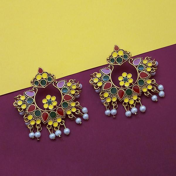 Kriaa Multi Meenakari And Pearl Dangler Earrings - 1314229A