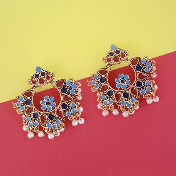 Kriaa Gold Plated Blue Meenakari Earrings - 1314229J