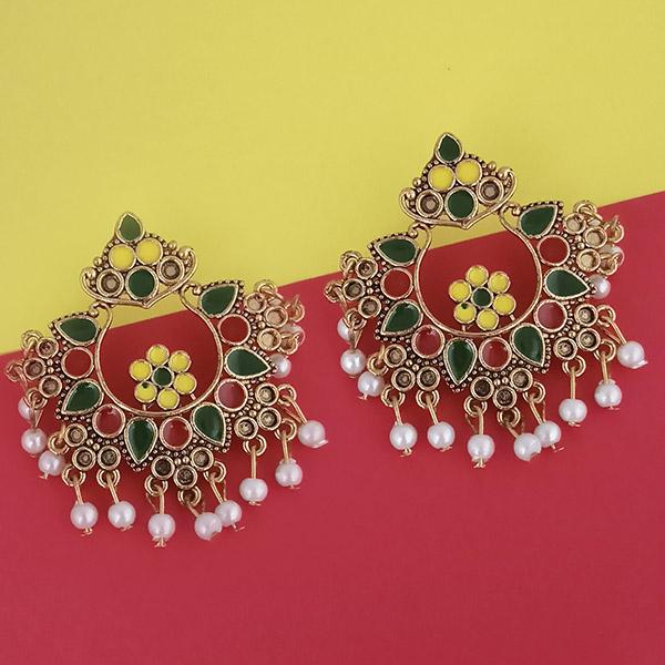 Kriaa Gold Plated Green Meenakari Earrings - 1314229K