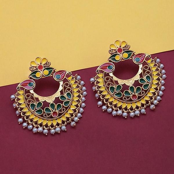 Kriaa Multi Meenakari And Pearl Dangler Earrings - 1314230A