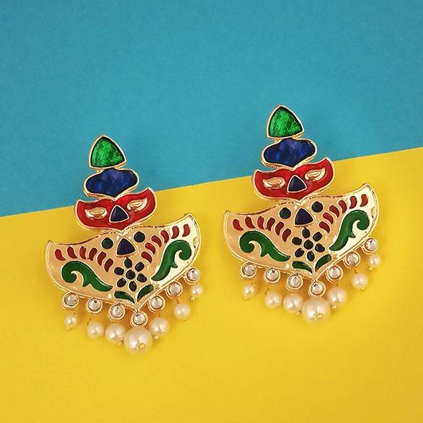 Kriaa Multi Meenakari And Beads Dangler Earrings - 1314231