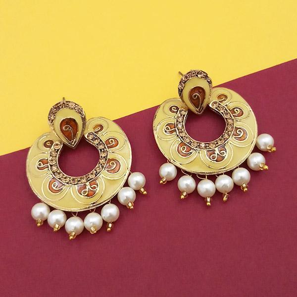 Kriaa Austrian Stone Yellow Meenakari Dangler Earrings - 1314234C